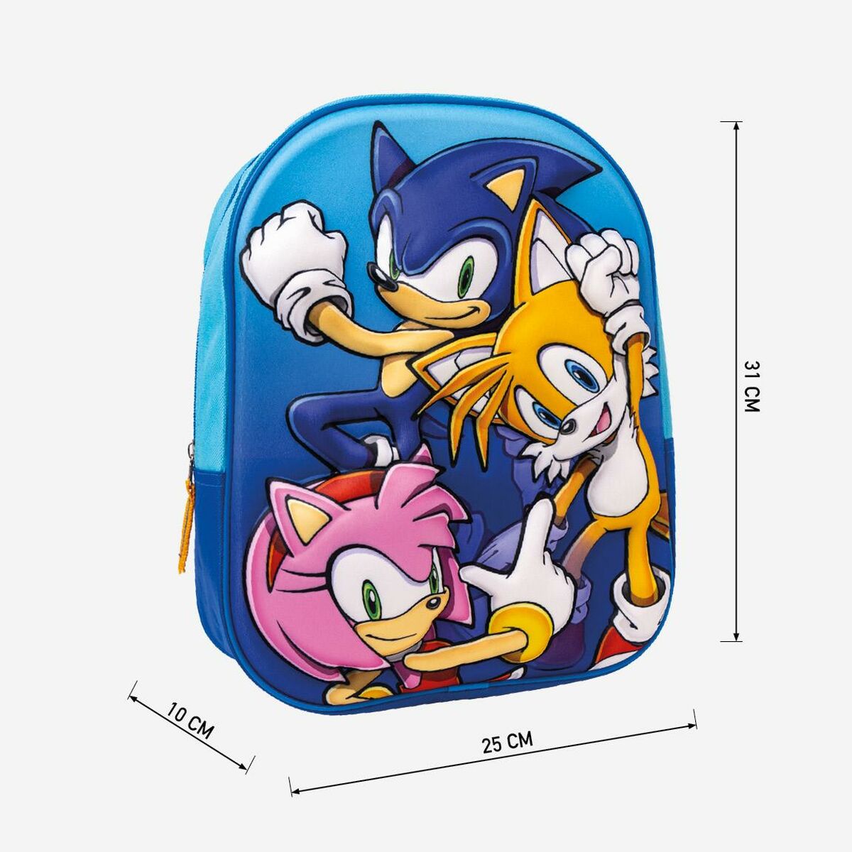 3D Skolebag Sonic 25 x 31 x 9 cm Blå